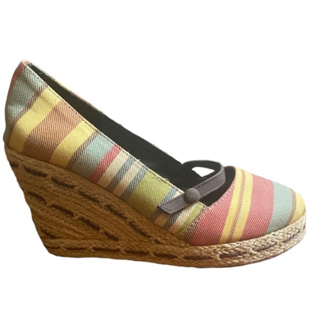 Dexter Platform Maryjane Pastel Stripe Espadrilles Size 6